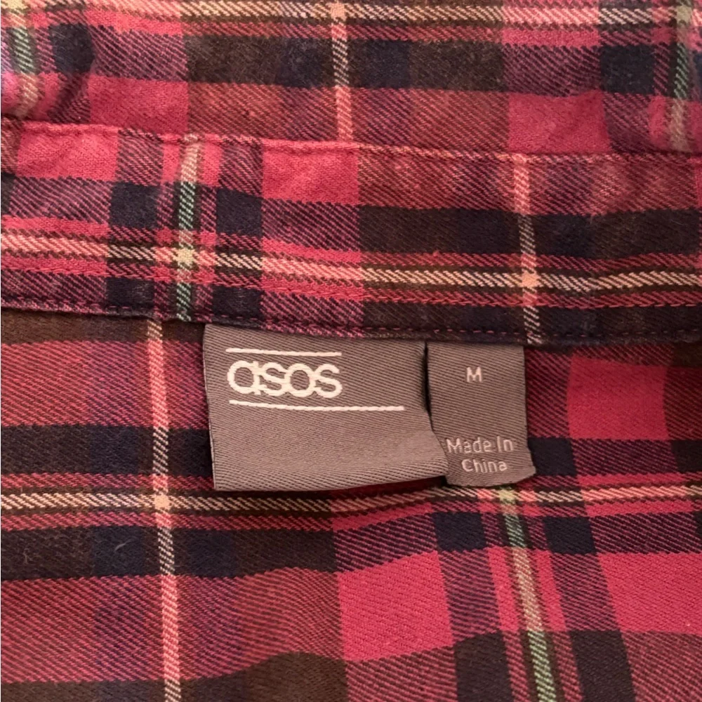 ASOS Men's Medium Red Black Plaid Flannel Shirt - Picture 6 of 8